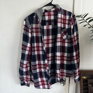 Flannel jacket with hood